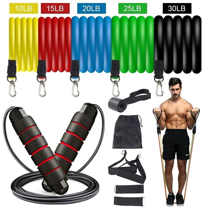 Resistance Bands Set Exercise Bands With Door Anchor Legs Ankle Ss For Resistance-SET A-100LB-12PCS
