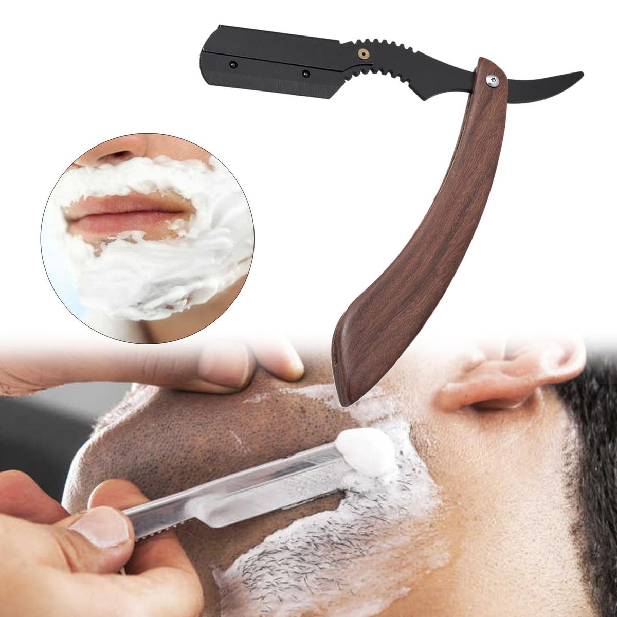 Straight Edge Barber  Wooden Handle For Barbershop Stainless