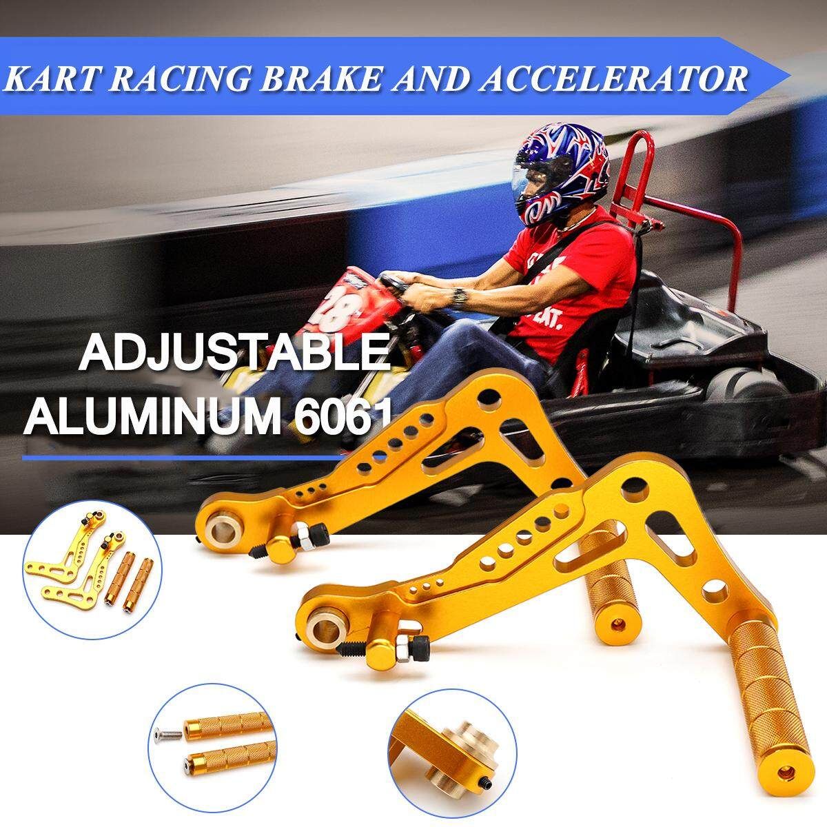 GO KART RACING PEDALS BILLET ALUMINUM BRAKE AND ACCELERATOR SET - Gold Gold (gold)