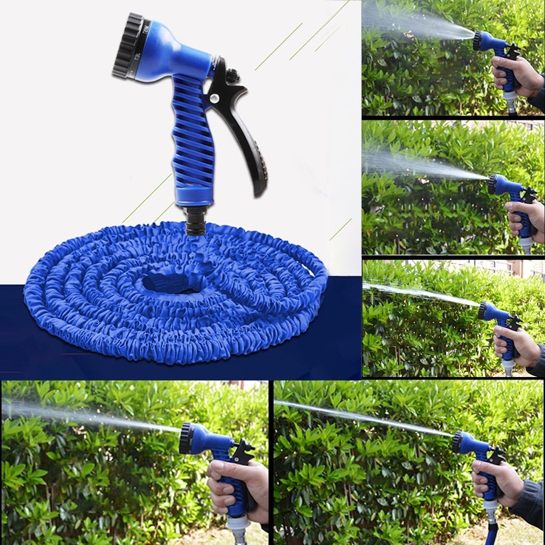 2.5m -7.5m Telescopic Pipe Expandable Magic Flexible Garden Watering Hose With Spray Gun Set(Blue)