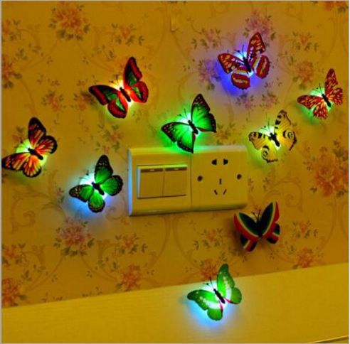 Colorful Butterfly LED Night Light Beautiful Wall Color  For Home Decoration