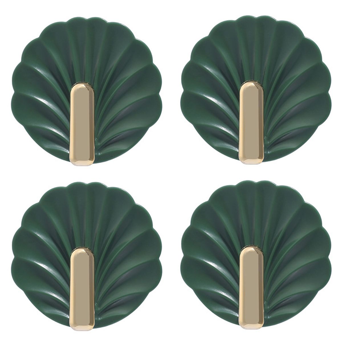4Pcs Wall Hooks Home Keys Small Items Stick Door Hooks Green