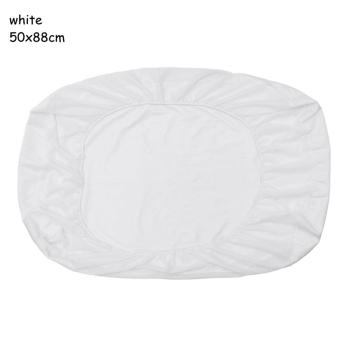 Baby Bed Mattress Cover Crib Fitted Sheet Polyester Waterproof Protector Off White