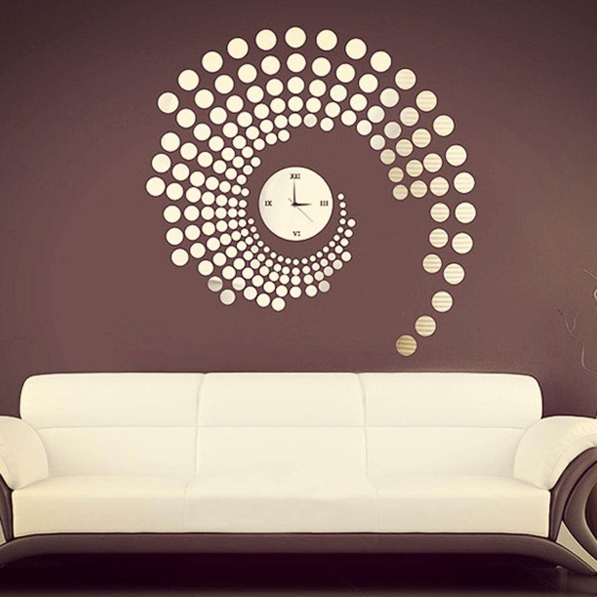 3D DIY Peacock Dot Sticker Mirror Elegant Wall Clock Sticker Home Decoration