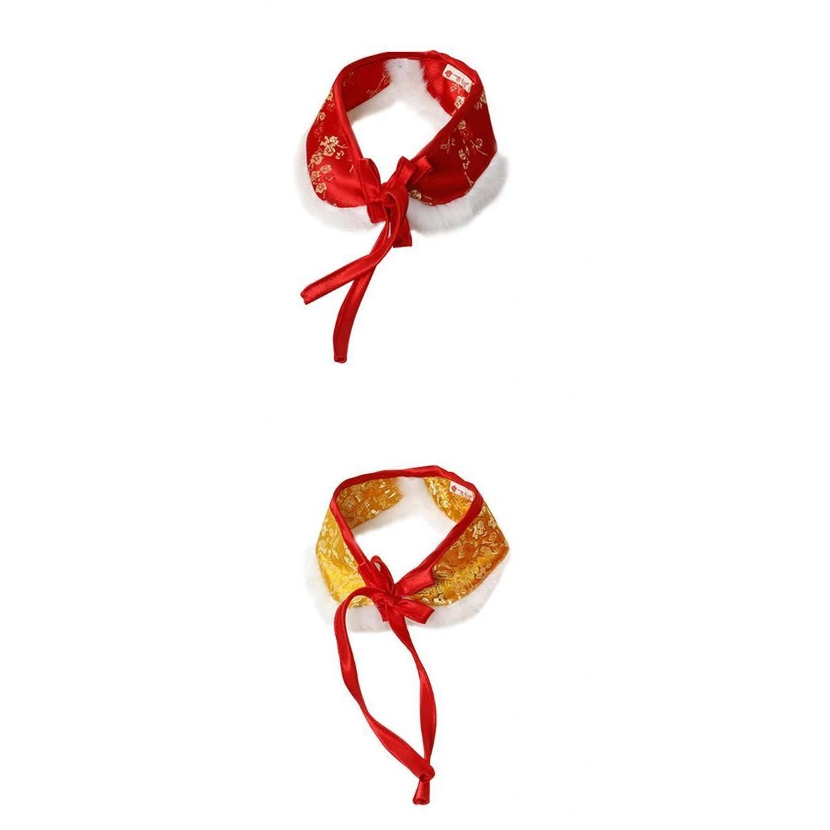 2x Pet Cloak Shawl Bow Tie Puppy Clothing Kitten Adjustable Red Yellow