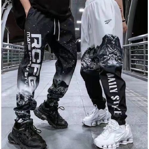 2 Pieces (Black+White)= 5999 3D Print Kids Boy Girls Children Pants Jeans Trousers