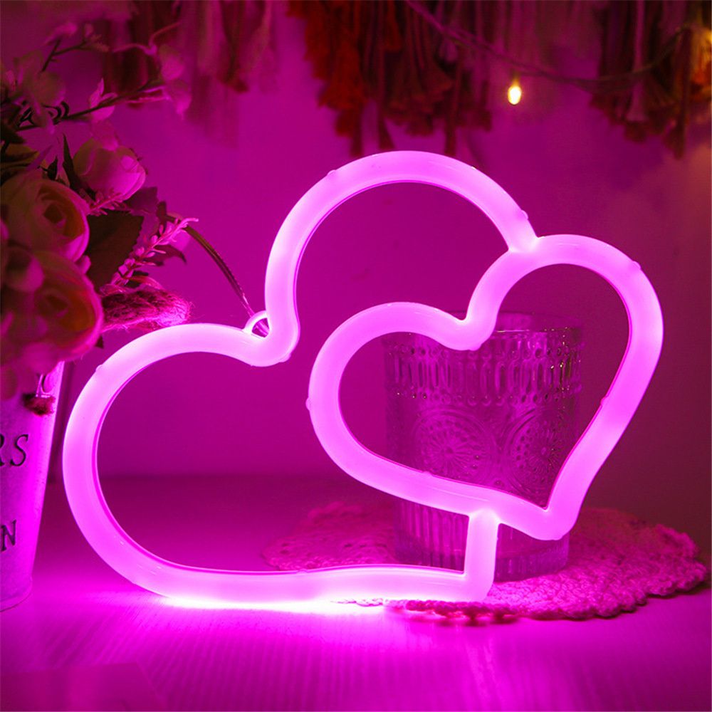 Heart Neon Sign Battery USB Dual Powered LED Light For