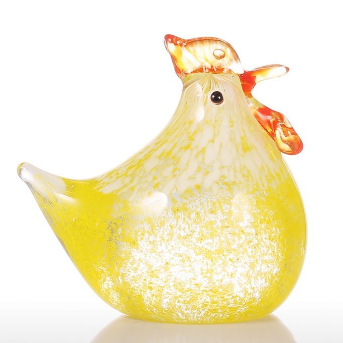 Tooarts Small Chicken Glass Sculpture Home Decor Glass-