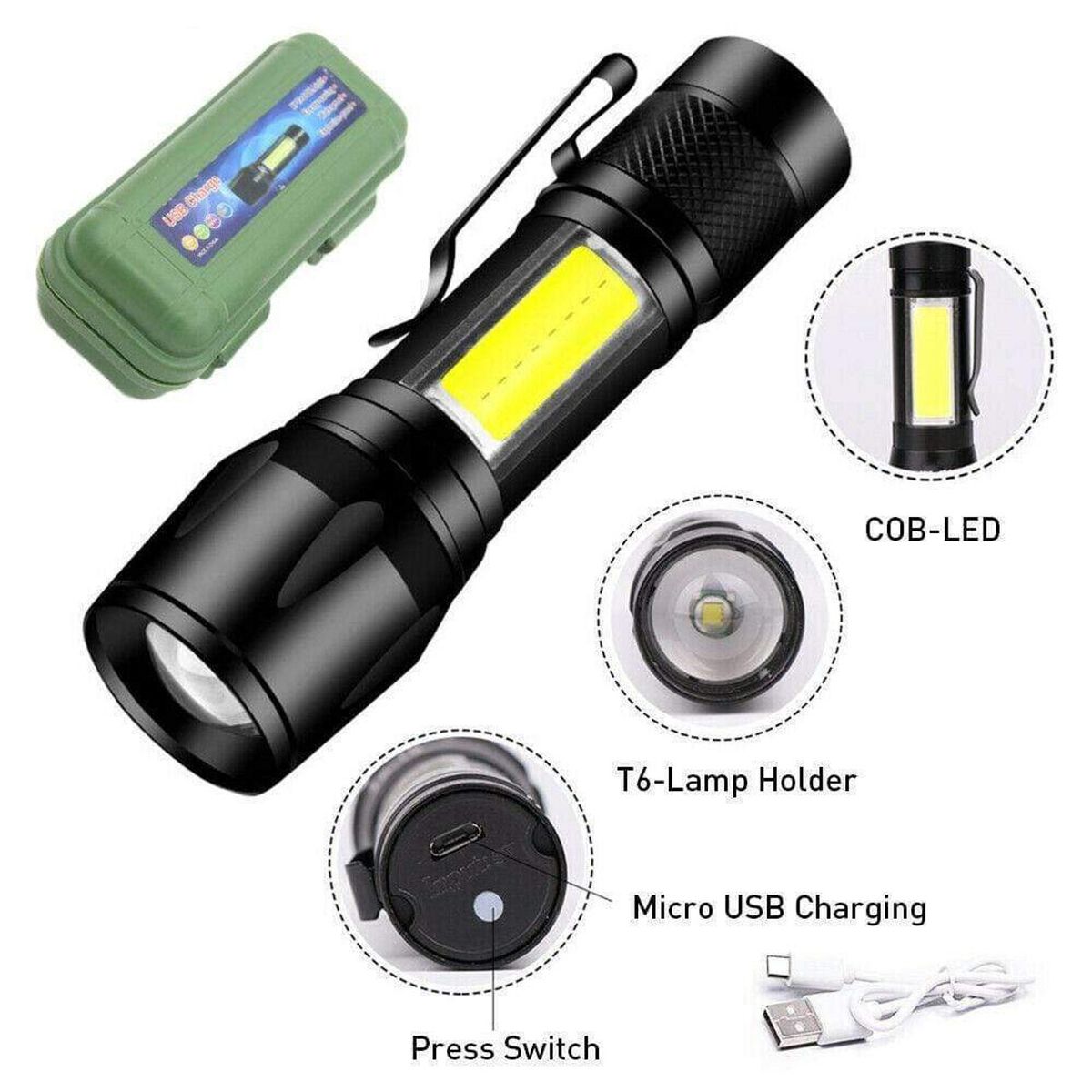 Mini USB Rechargeable LED Flashlight