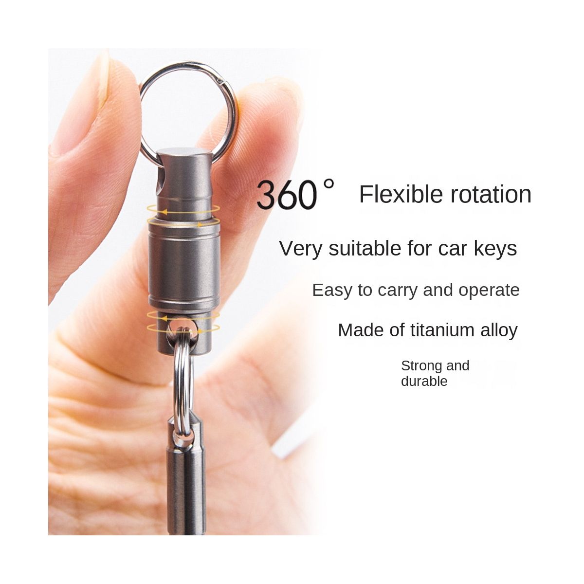 Titanium Keychain,Detachable Quick Release Swivel Keychain Pull Apart Heavy Duty Car Key Holder with 2 Titanium Key Ring