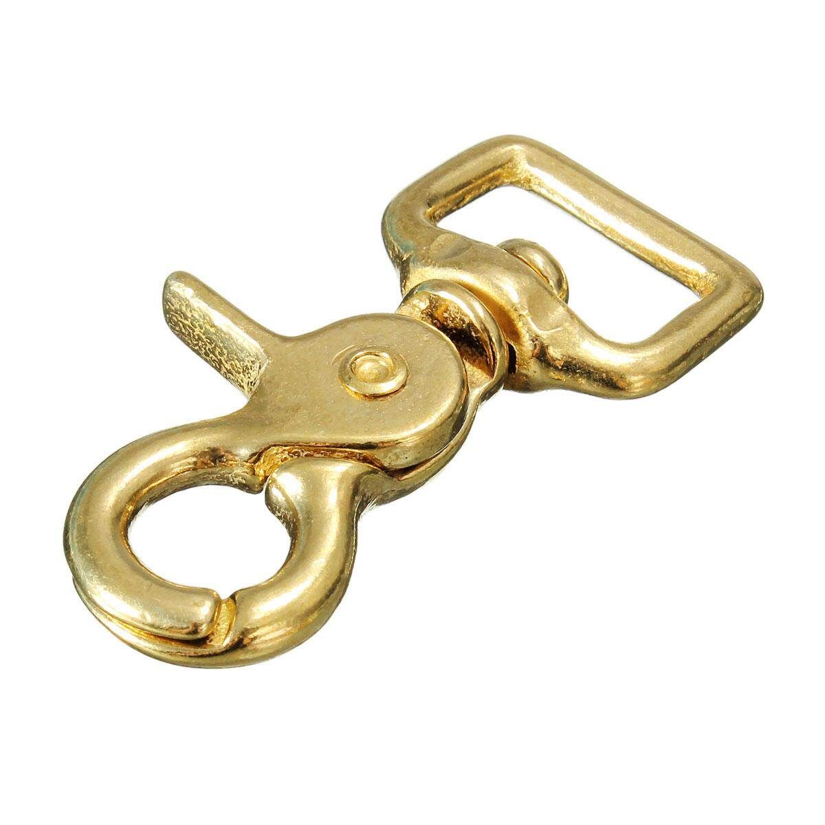Square Eye Solid Brass Scissor Swivel Snap Hook For Key Fob Leathercraft 20mm