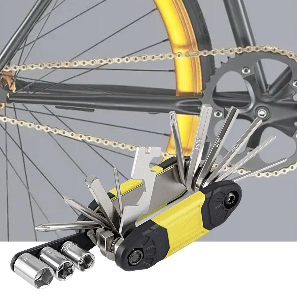 Bike Repair Tool Road Bicycle Bike Tyre Repair Tool Wrench Yellow