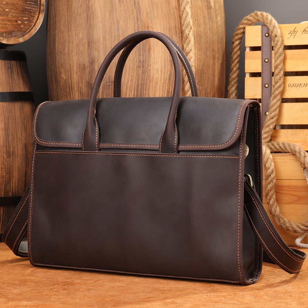WESAL Men's Leather Briefcase Bag High Quanlity Shoulder Bags For 15 Inch Laptop Men