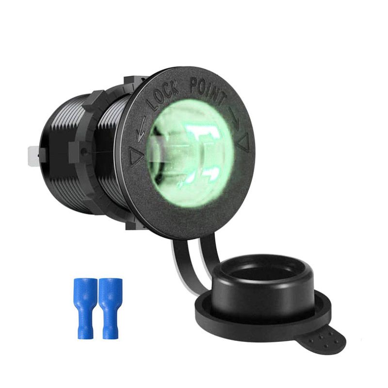 （）Car Cigarette  Socket 12V-24V Waterproof Plug Power Outlet Adapter For Marine Boat Motorcycle Truck RV ATV With Wire D5