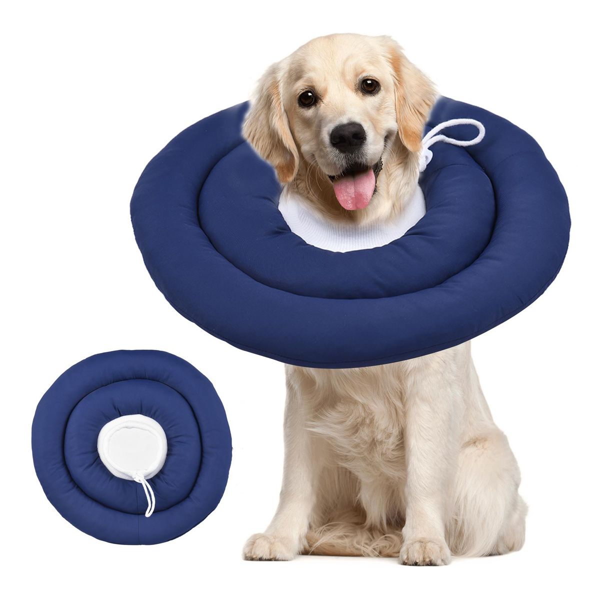Pet Recovery Collar After Surgery Dog Cone Collar With Adjustable Neck Drawstring Waterprrof Dog Protective Donut Collar for Small Medium Large Pets