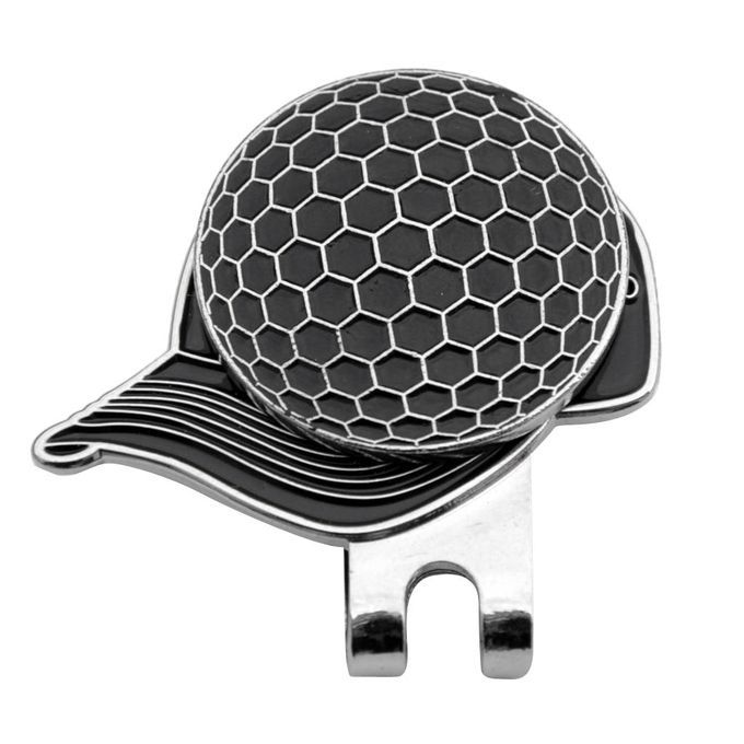 Golf  Pattern Golf Hat Clip With Magnetic Ball Marker Black
