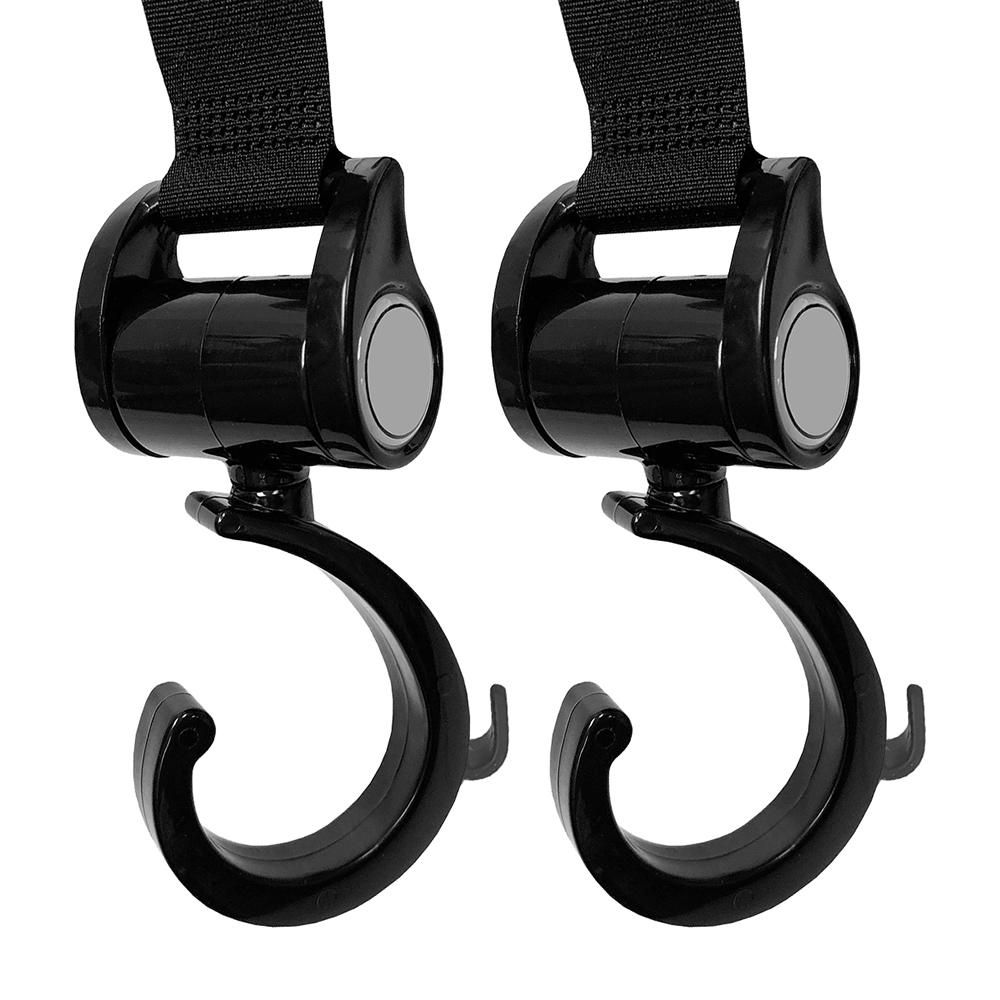 2 Pack Stroller Hooks for Diaper Bags Portable 360 Degrees Rotating Non-slip Stroller Accessories Baby Stroller Clip for Hanging Shopping Groceries Bags Purse