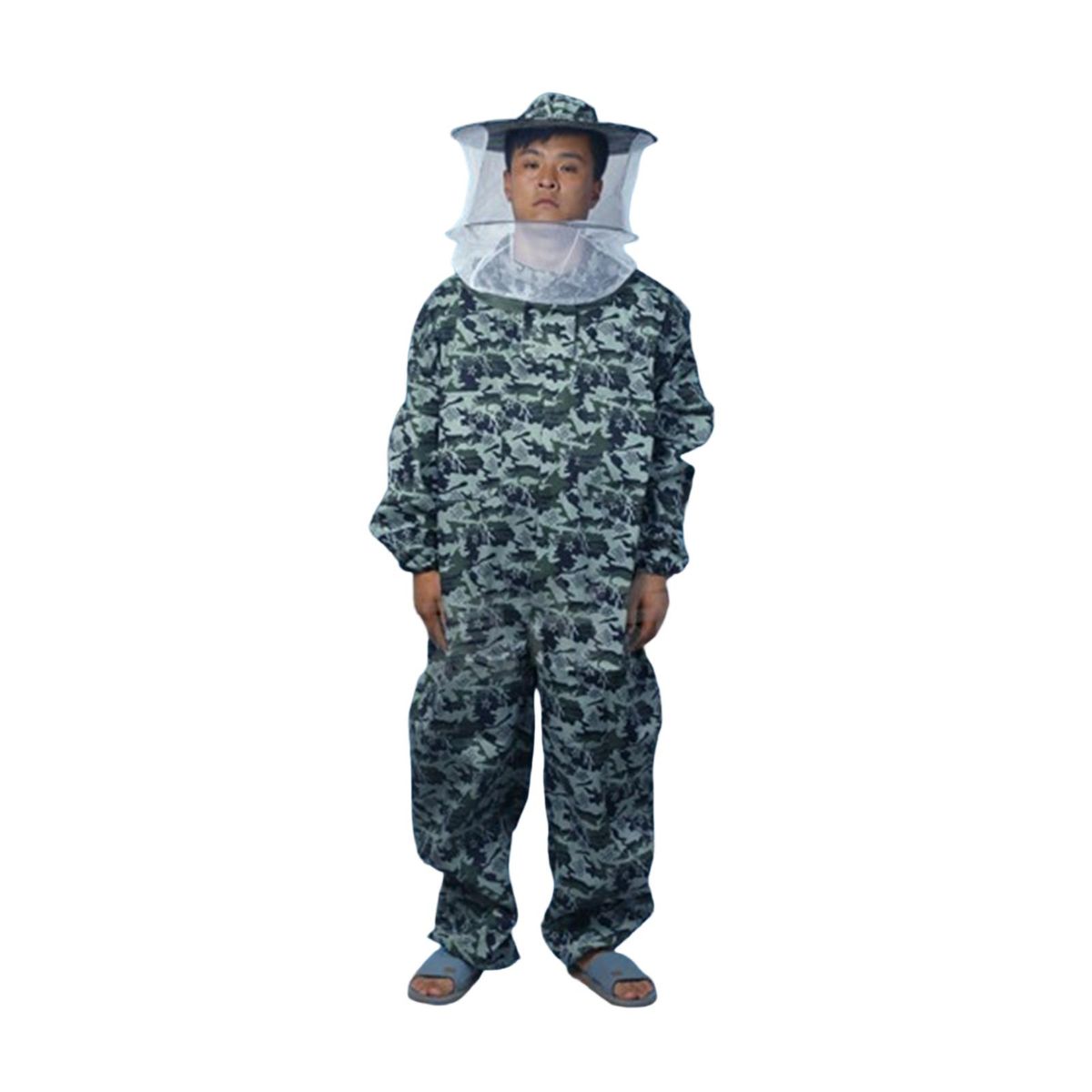 Bee Suit Bee Keeper Outfit with Protective Round Veil Hood Grey