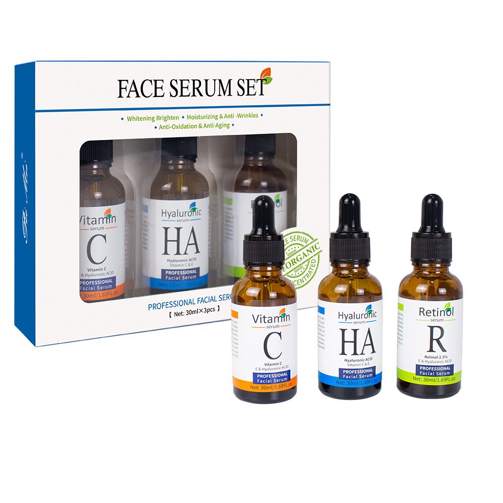 Skin Serum Anti Aging Whitening Moisturizing Retinol Hyaluronic Acid Vitamin C Serum Set For Face