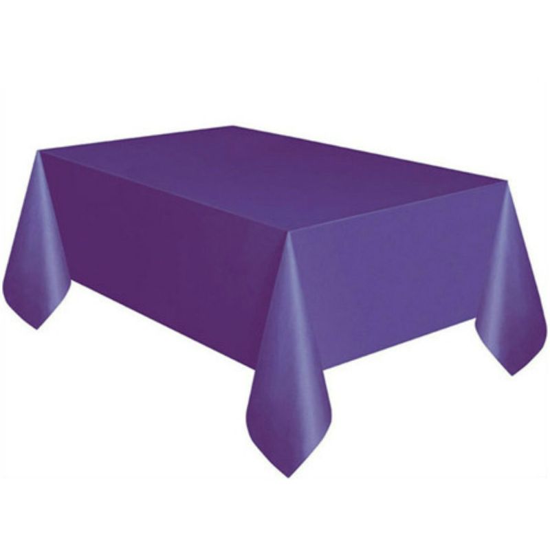 10 PCS Disposable Plastic Tablecloth Solid Color Wedding Birthday Party Table Cover Rectangle Desk Cloth Wipe Covers(purple)