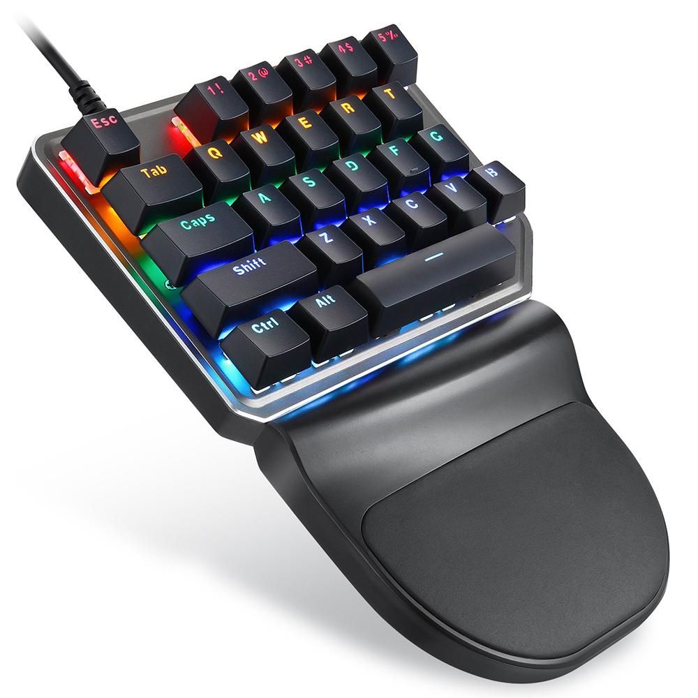 Motospeed K27 One-handed Mechanical Keyboard 27 Keys Wired Gaming Keyboard LED Mixed Light Effect Mechanical Blue Switches
