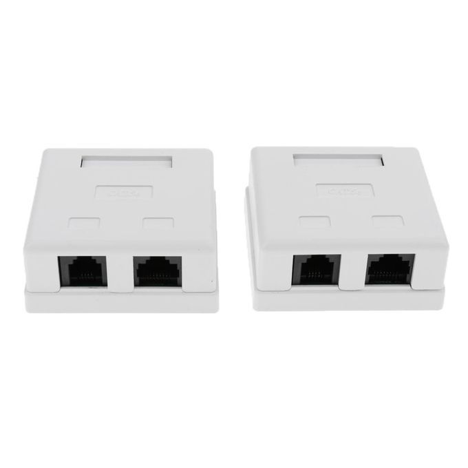 2x 2-Port RJ-45 Cat6 8P8C Ethernet LAN Network Cable Wall Surface