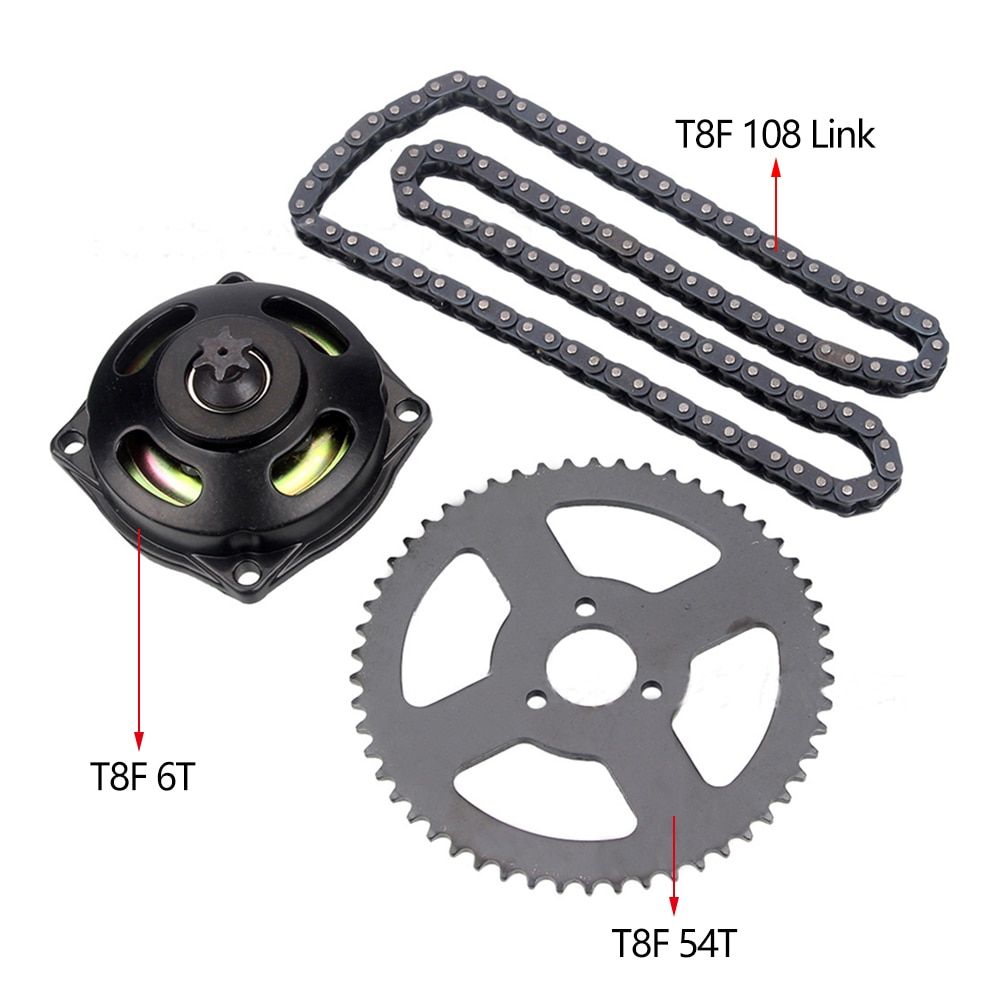 25H Chain 138 Links 68 Tooth Rear Sprocket 7 Teeth Clutch Gear Box / T8F 108Links 54T Sprocket 6T For Mini Moto Pocket Bike ATV Green