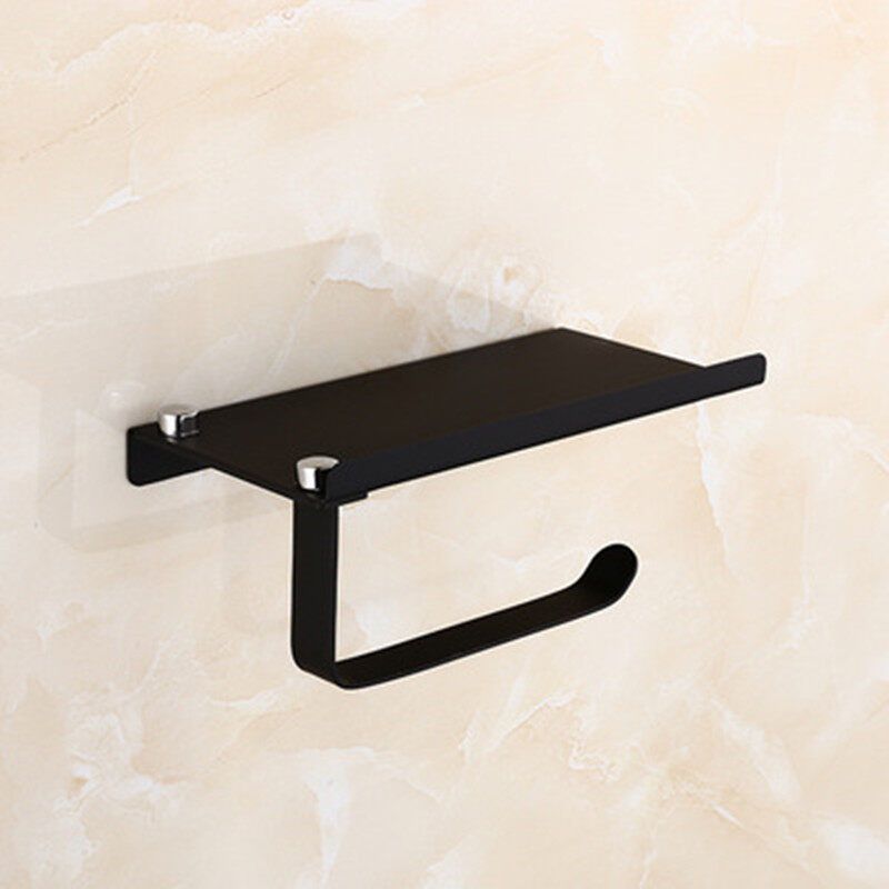 Paper Toilet Holders With Mobile Phone Storage Shelf Holder Wall Mounted Rack 201 Black