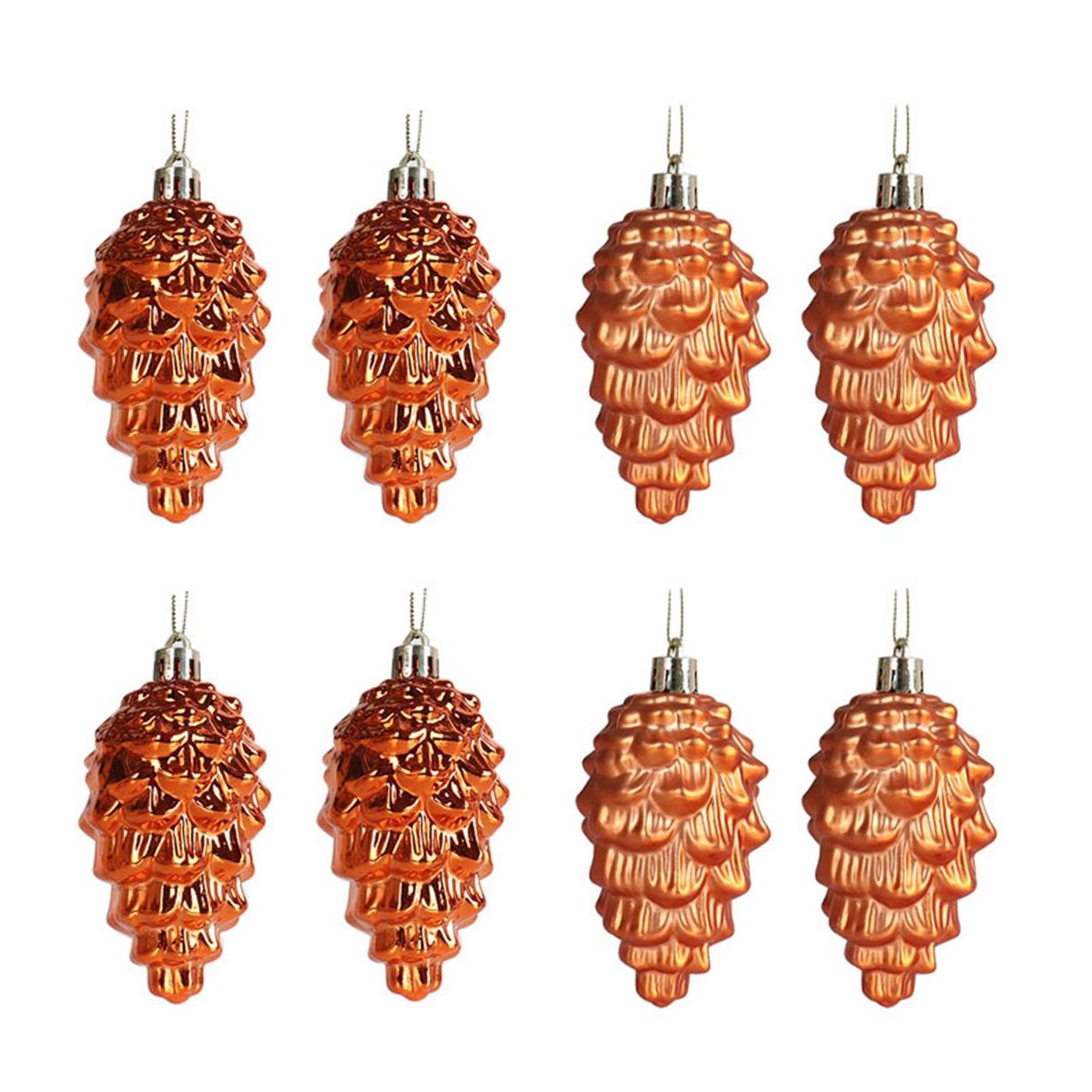 Unbreakable Christmas Ornament Shimmering Pine Cone Pendants Set Bronze Coffee
