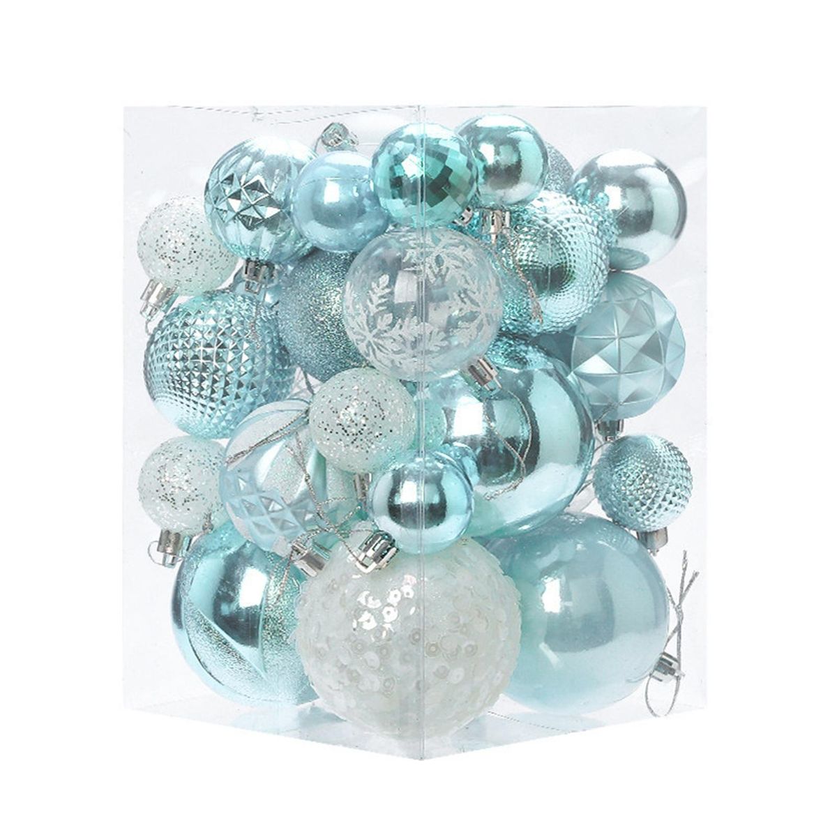 1 Box Christmas Tree Balls Christmas Colored Balls Shopping Mall Ceiling Hanging Decor White and Light blue