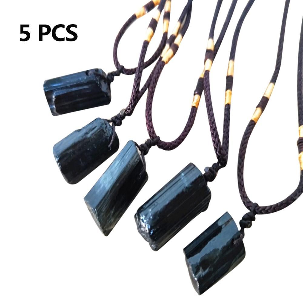 Natural Black Tourmaline Stone Necklace Crystal Black Tourmaline Pendant  Stone Ore Specimen