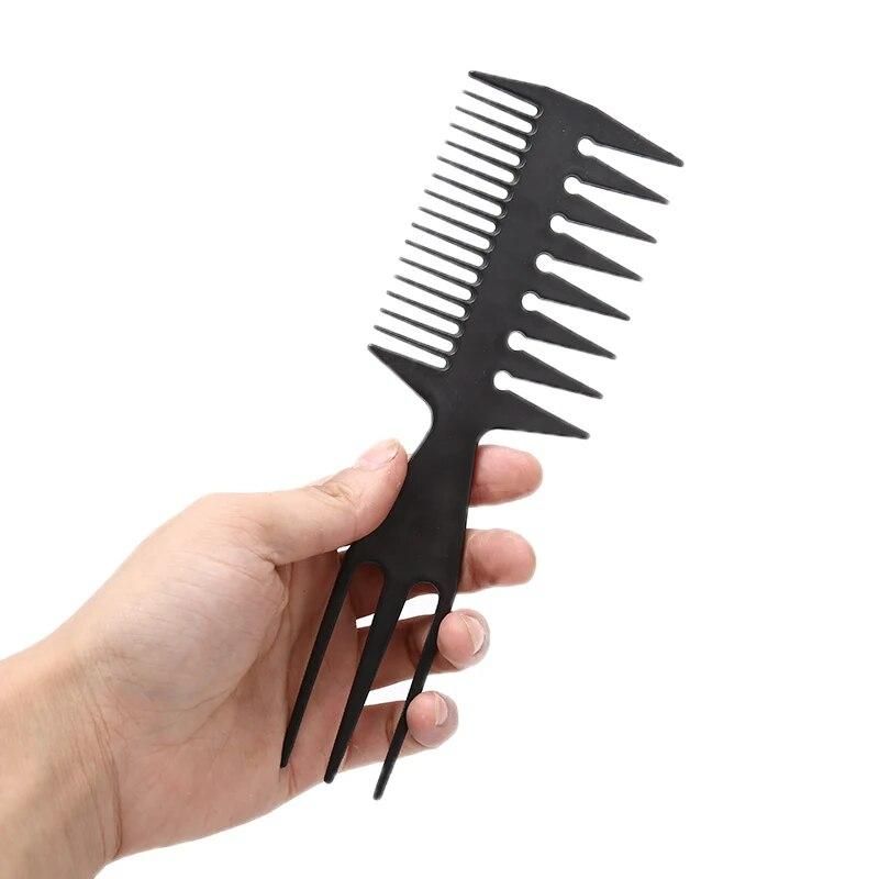 Barber Tool Artifact Double-Sided Coloring Highlighting Comb Wide Tooth Zone Dyeing Comb Fish Bone Hair Brush Salon Accessaries