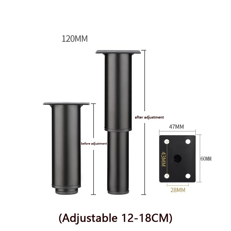 Adjustable Sofa Furniture Legs Black Coffee Table Bed Cabinet Feet Living Room TV Cupboards Desk Chair Support Leg-Black H12cm