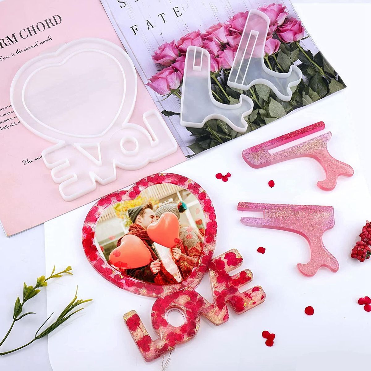Resin Picture Frames Molds for Epoxy Resin, Heart Shape &