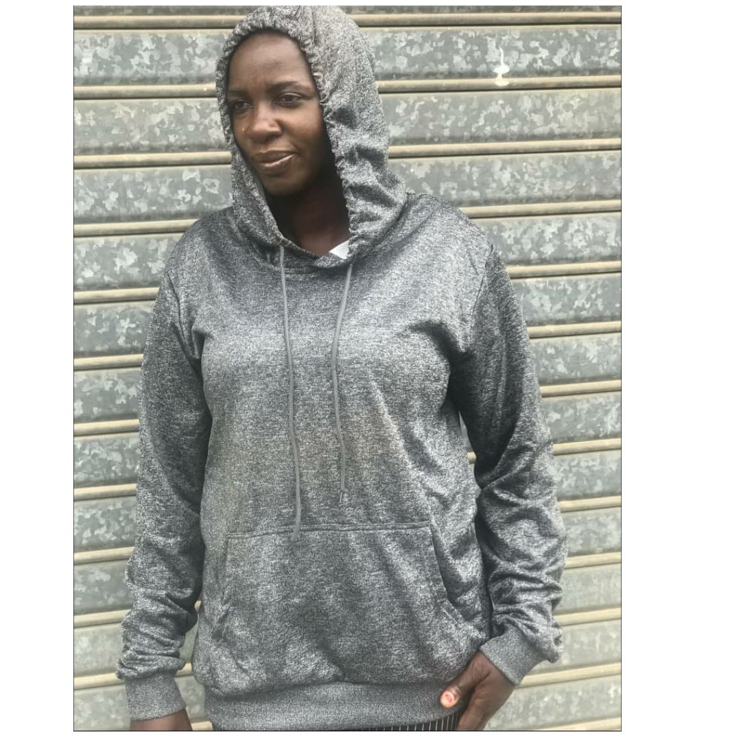 R Gray Long Sleeve Hoodie Sweater