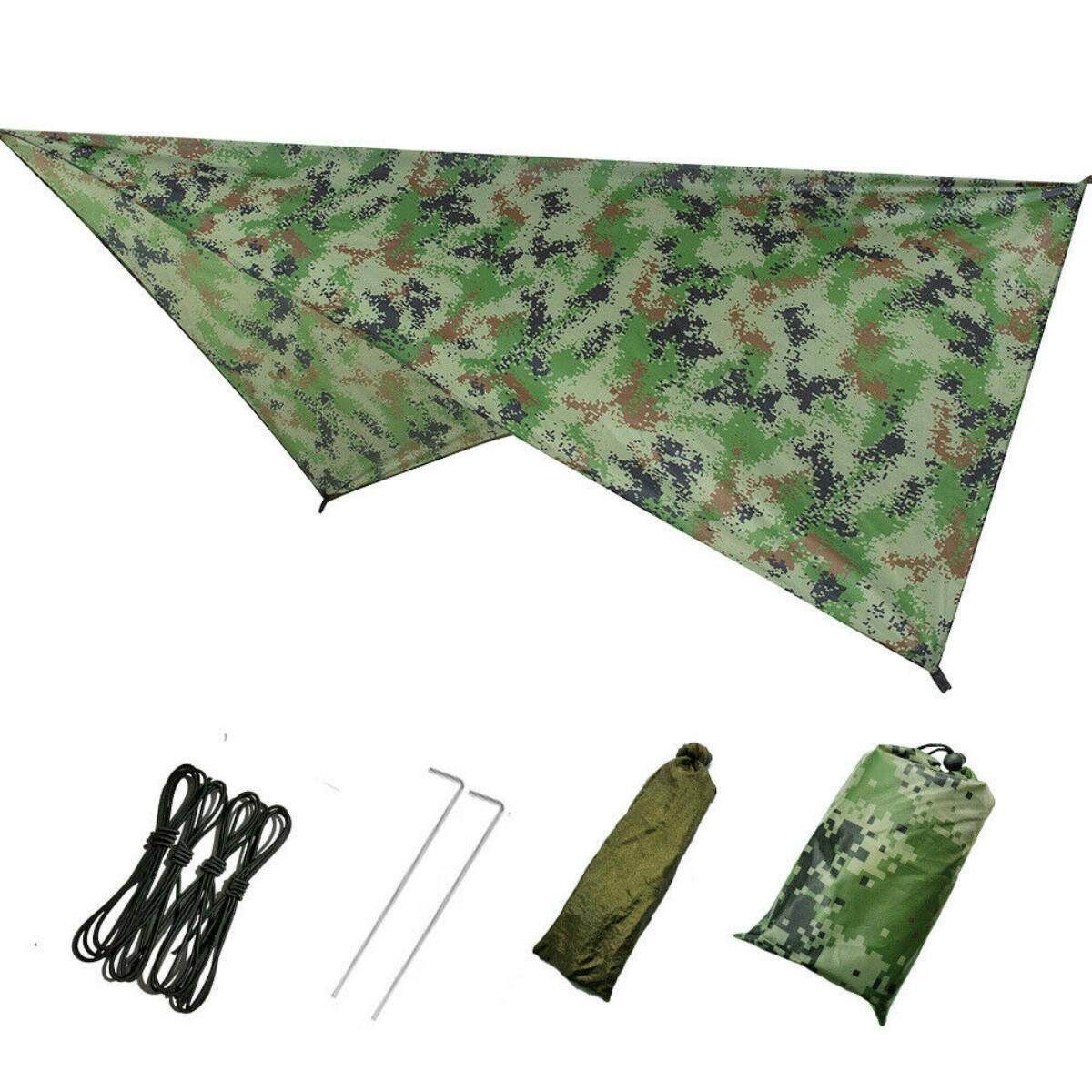 2.3M Waterproof Rain Fly Tent Canopy Hammock Outdoor Camping Tarp Sun Shelter Army Green