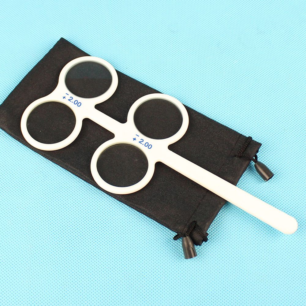 Plastic 4-Lens Confirmation Test Ophthalmic Flipper Eye Trainer Optometry Tool With Dust Bag-2.00D