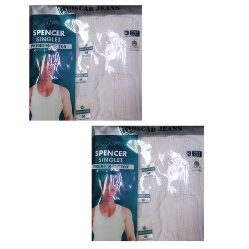 Oscar Jeans Premium 6 Pieces ( 2 Packs Of 3 In1) White Singlet