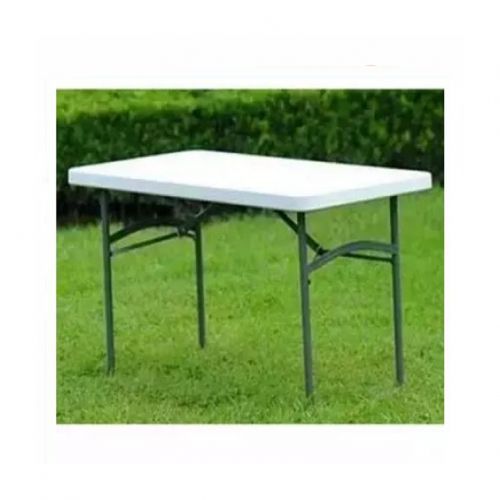 4 Feet Plastic Outdoor Table With Foldable Metal Legs