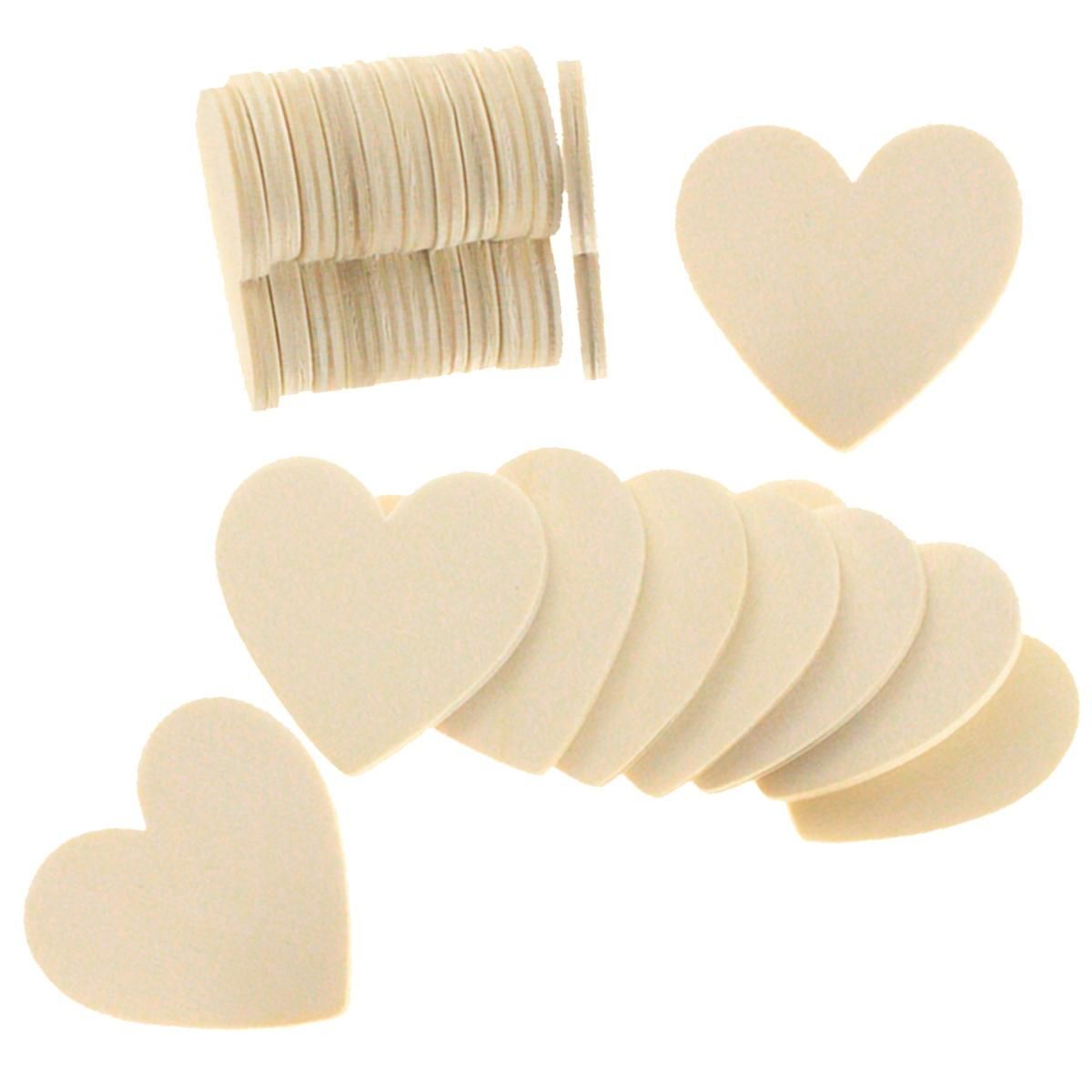 40Pcs Blank Slices Discs Wood Heart Love Unfinished Natural