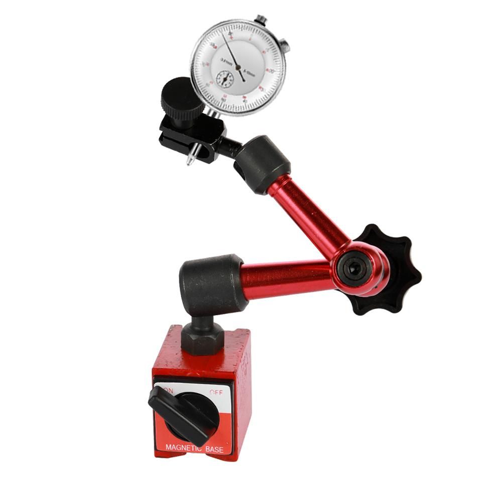 Metal Round Dial Indicator and Mini Flexible Magnetic Base Holder Bracket Tool Kit