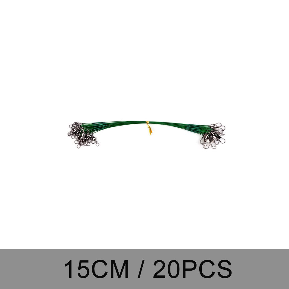 20PCS Anti Bite Steel Fishing Line Steel Wire Leader With Swivel Fishing Accessory Le