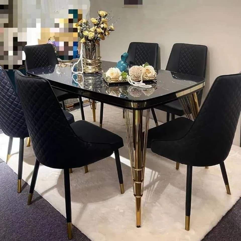 6seaters Marble Kulox Dining Set Black(lagos, IB, Ogun)