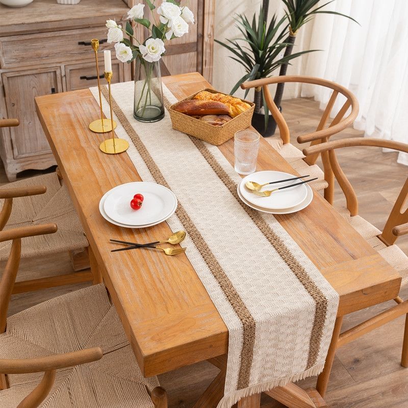 2 PCS Tassel Striped Rhombus Table Runner, Size: 30x50cm