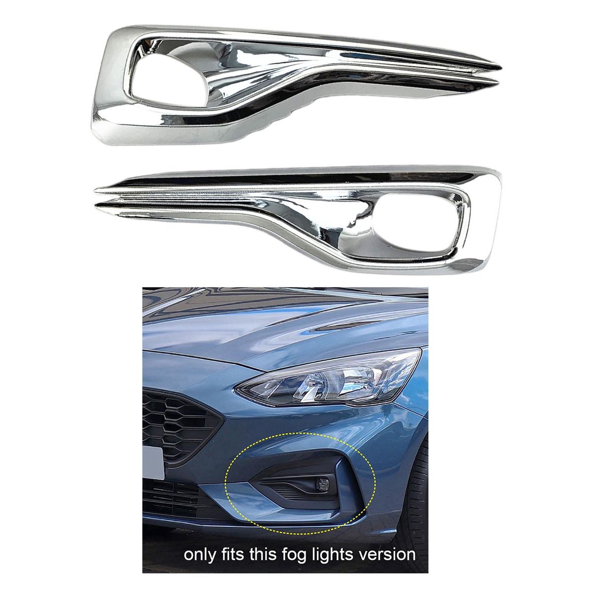 Foglight Fog Light Lamp Cover Exterior For Ford Focus 2019 2020 Silver