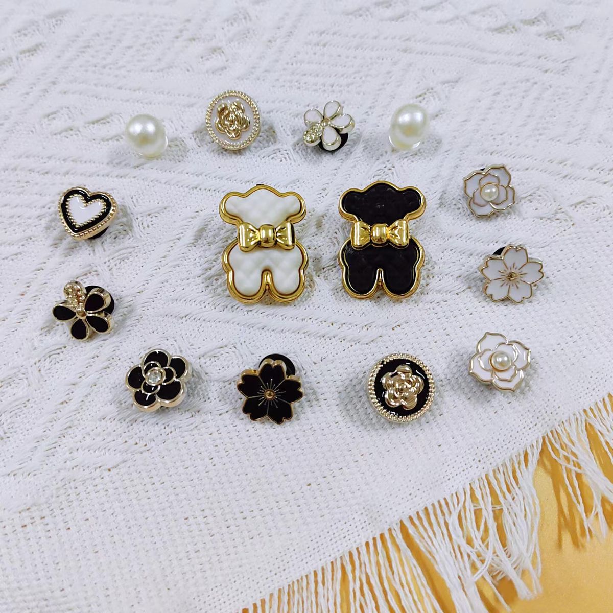 Cute Black  Bear Silver Crocs Charms Fit Jibbitz Shoes