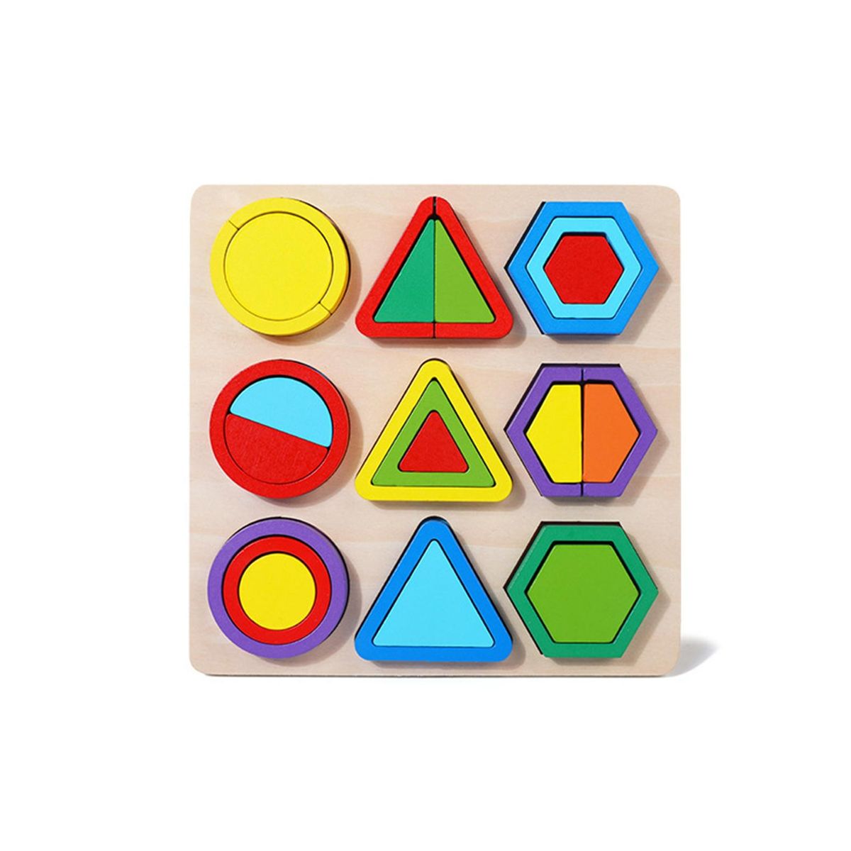 Kids Toys Jigsaw Geometric Shape Brain Game Jigsaw Board Yellow and Green