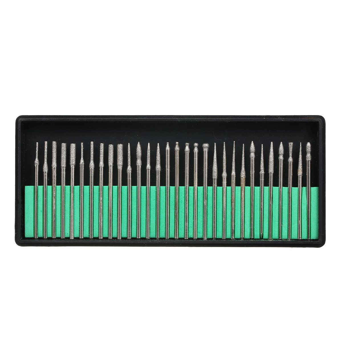 30Pcs Diamond Burr Bits Carving Drill Bits Diamond Burr Bits Drill Kit for Rotary Tool Metal Woodworking Router Grinding Engraving Carving 1/8''(3mm) Shank