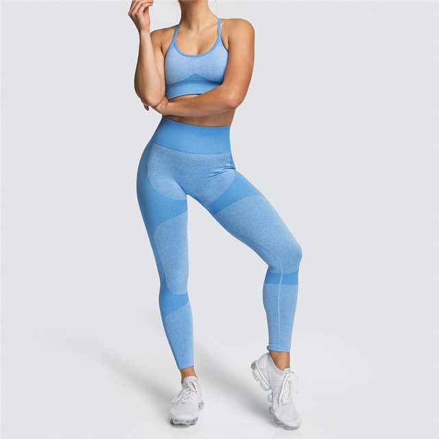 Geckatte Seamless Yoga Set For Women Green Hit Up Azure_S
