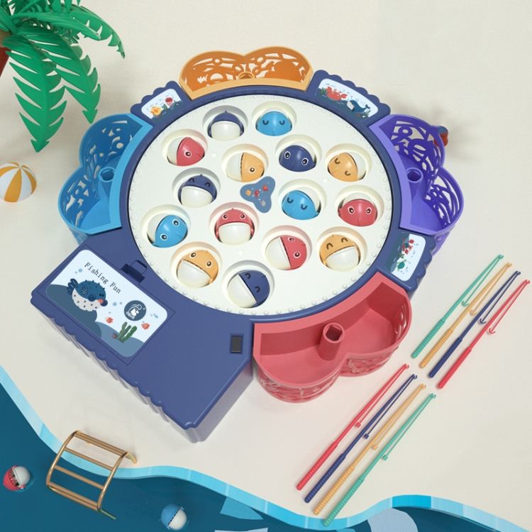 Fishing Toy , Colour: Blue Battery Style+15 Fish 4 Rods
